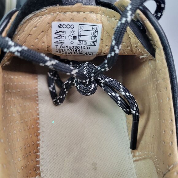 Ecco Yak Leather Biom Street Shoes Black Perforated Sneakers Womens US 9 - Picture 8 of 12